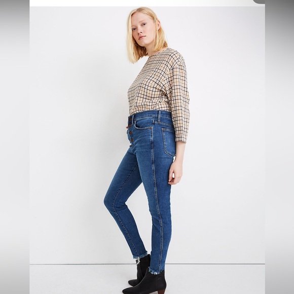 Madewell 10" High-Rise Skinny Jeans in Mackey Wash Size 27 Button-Front Edition - Picture 13 of 13